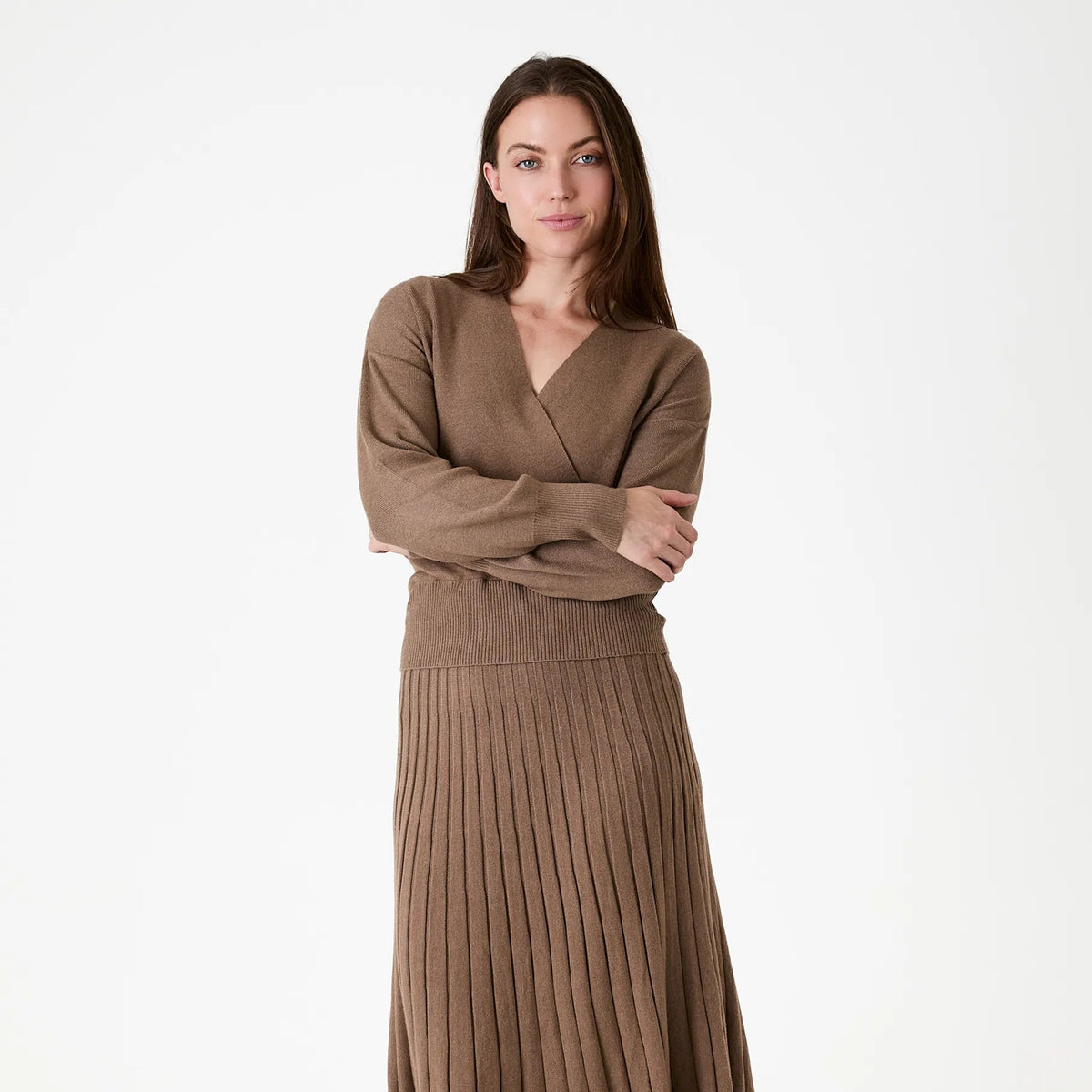 Cashmere Like Long Sleeve Wrap Front Jumper