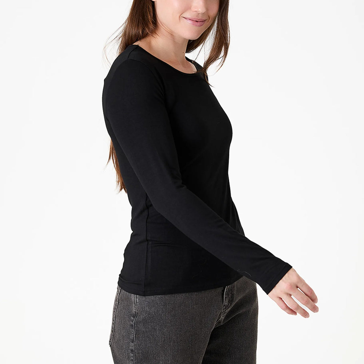 Long Sleeve Jersey Scoop Neck T-Shirt