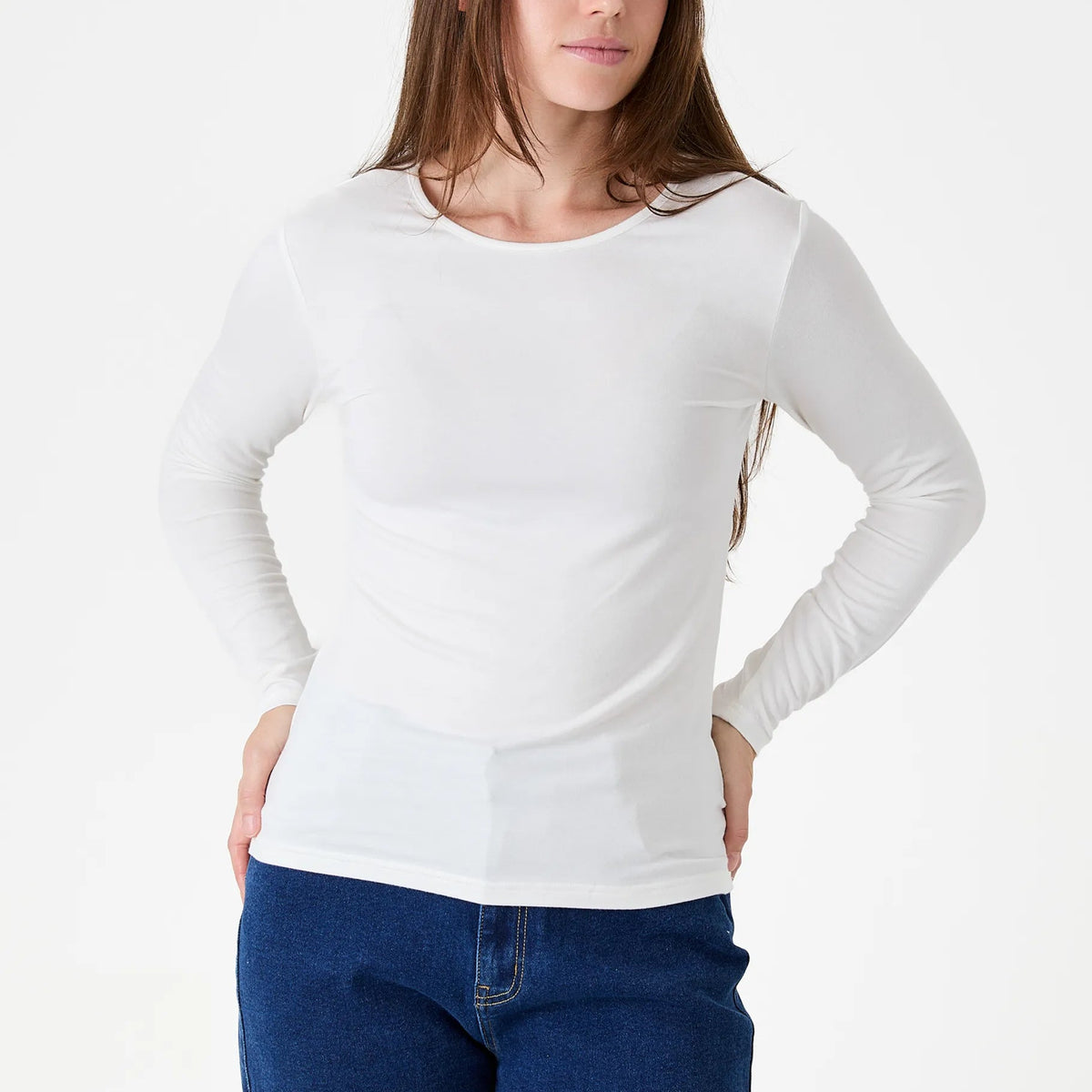 Long Sleeve Jersey Scoop Neck T-Shirt