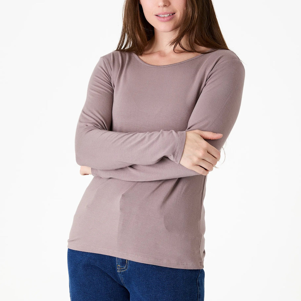 Long Sleeve Jersey Scoop Neck T-Shirt