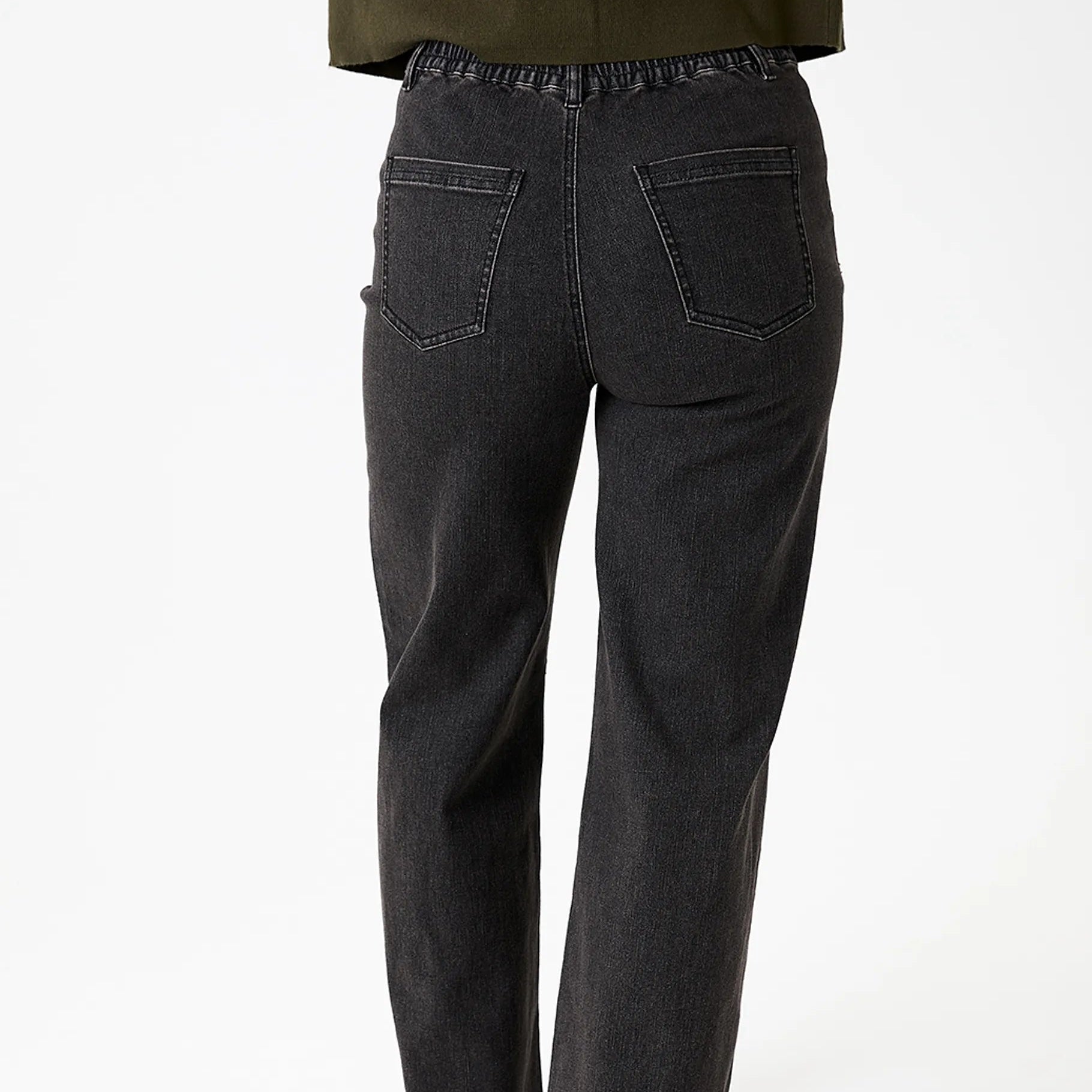 Denim Patch Pocket Front Wide Leg Jean