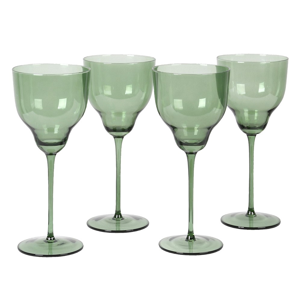 Set of 4 Olive Green Gin Glasses