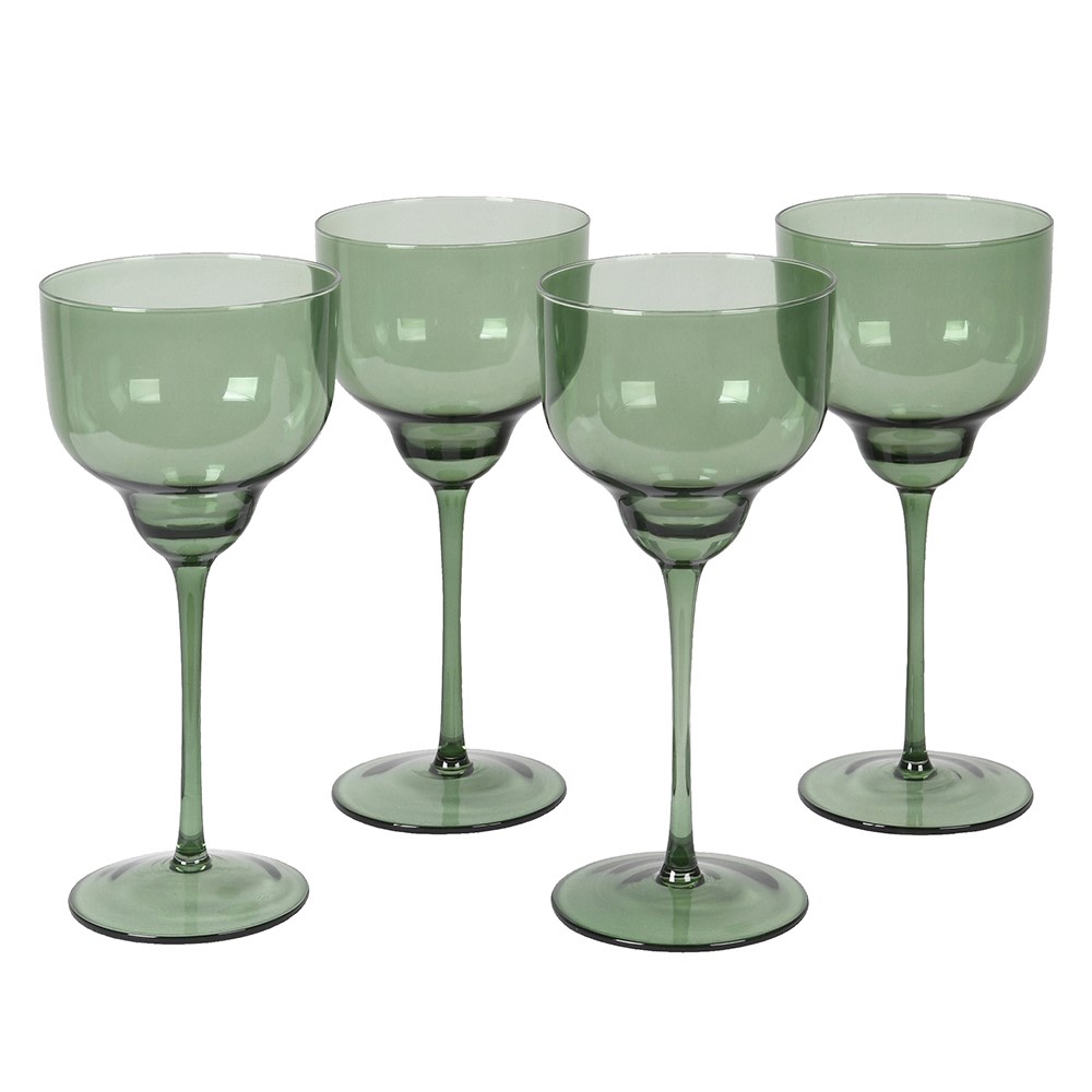Set of 4 Olive Green Wine Glasses
