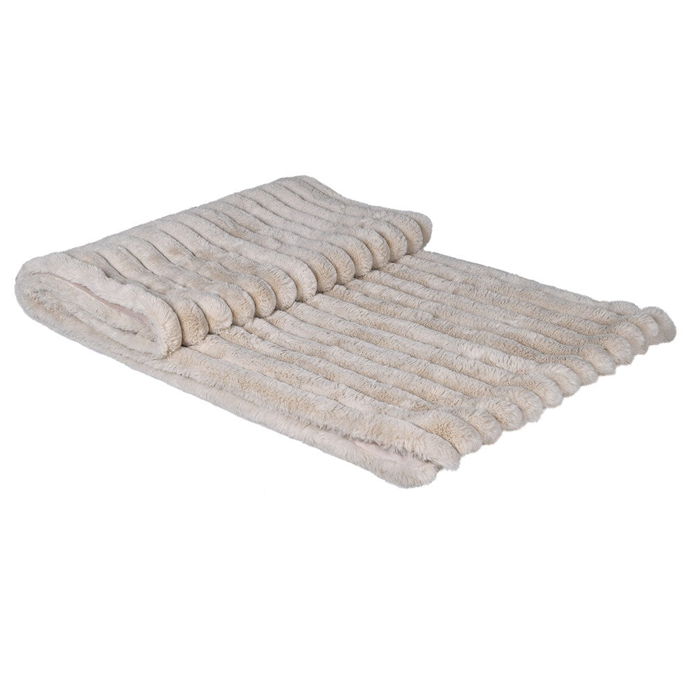 Faux Fur Ribbed Throw