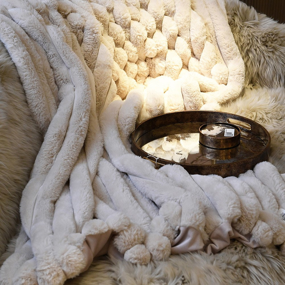 Faux Fur Ribbed Throw