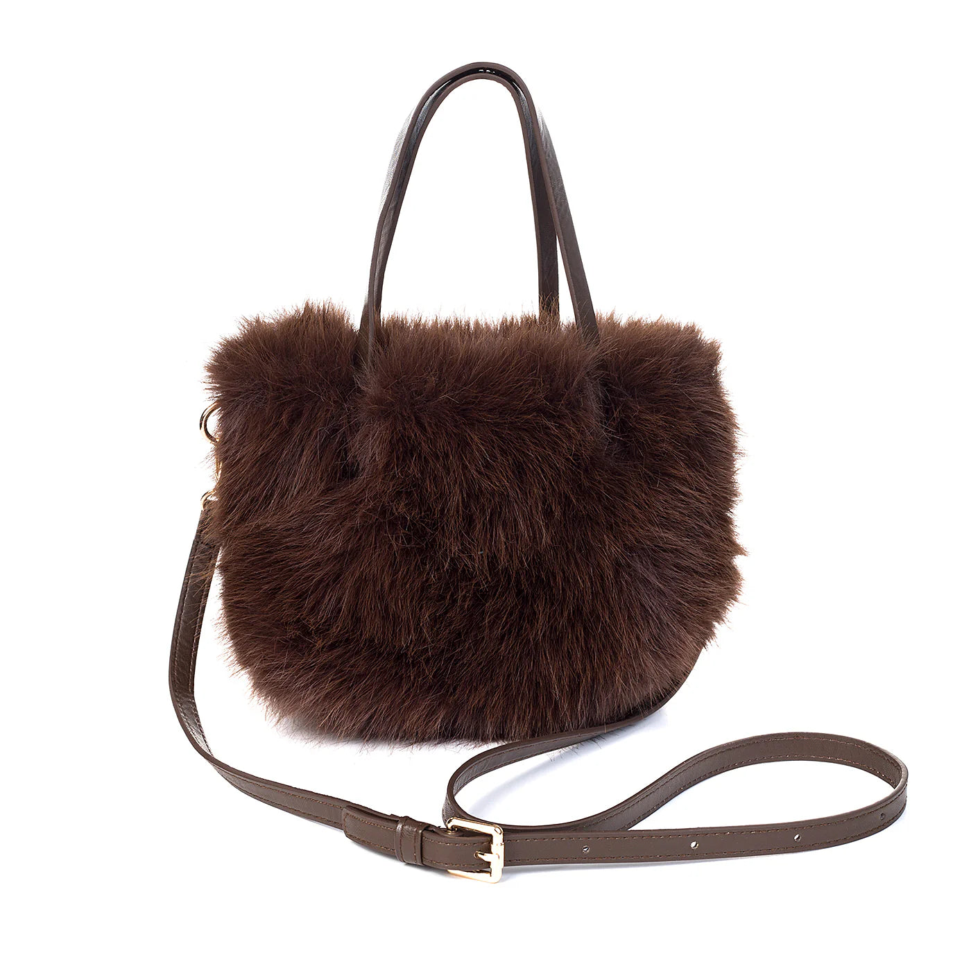 Faux Fur Shoulder Bag with Cross Body Strap