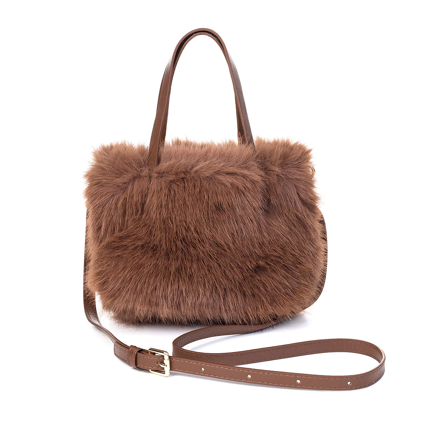 Faux Fur Shoulder Bag with Cross Body Strap