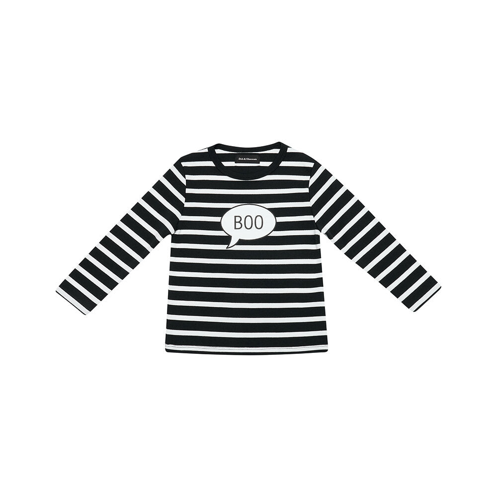 Bob and Blossom Black & White Breton Striped 'Boo' T-Shirt