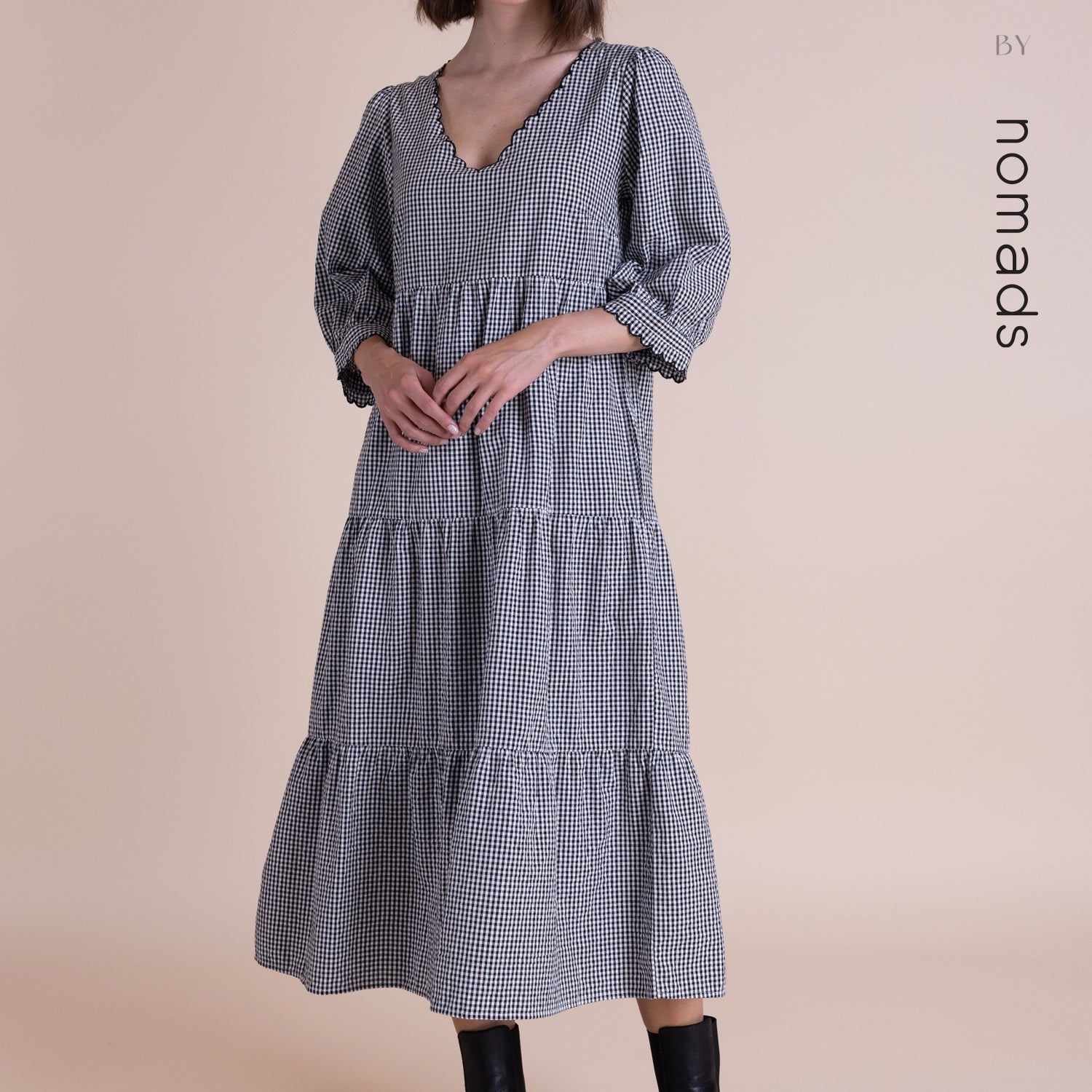Cotton Tiered Midi Dress