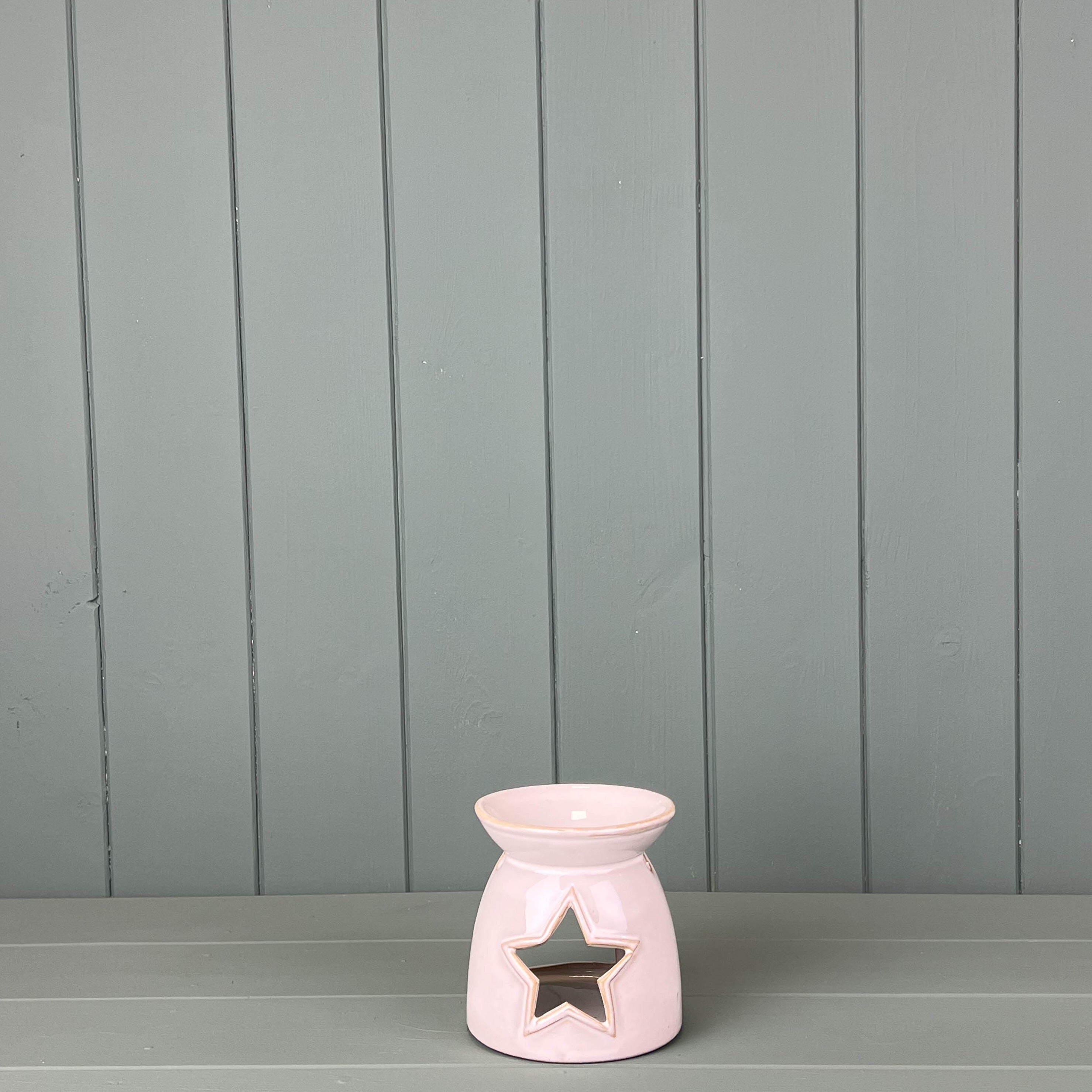 Glazed Ceramic Textured Detail Wax Oil Burner with Star Cut Out (10cm)