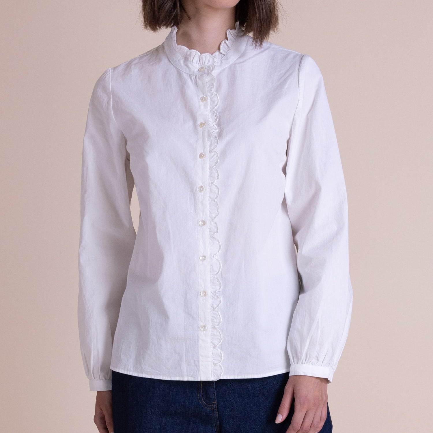 Cotton Scalloped Edge Shirt