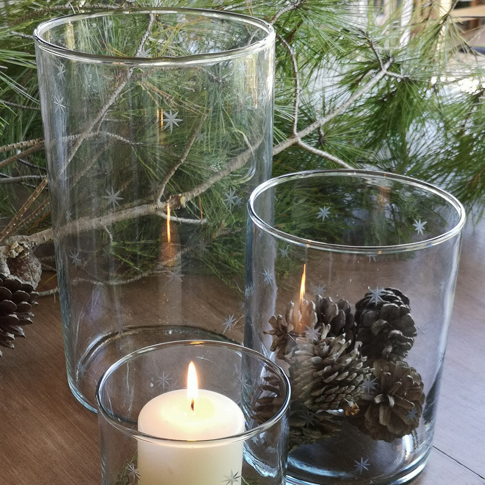 Simple Glass Hurricane with Stars (Large)