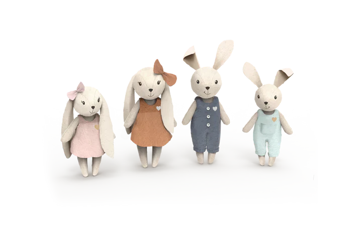 Rabbit Family of 4 Characters