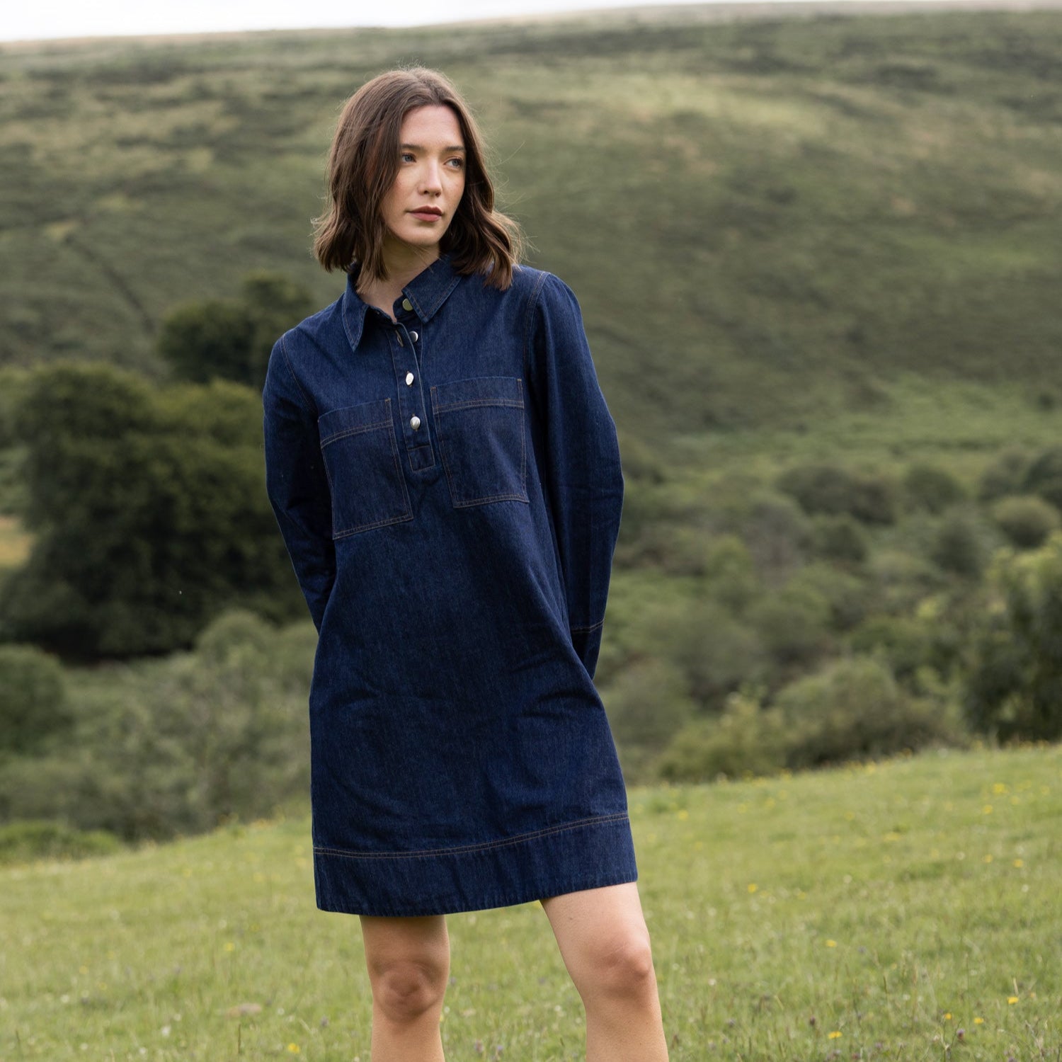Cotton Denim Shirtdress