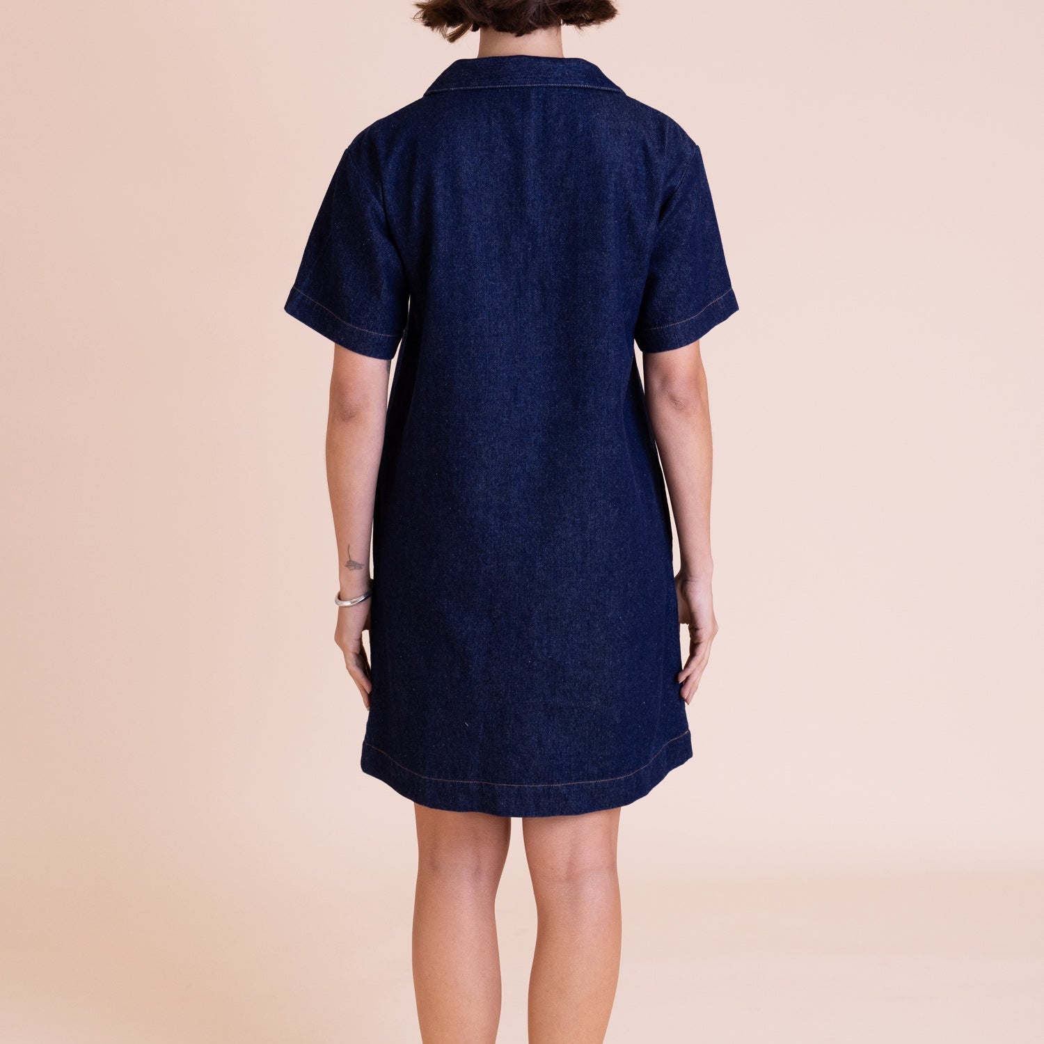 Denim Open Collar Dress