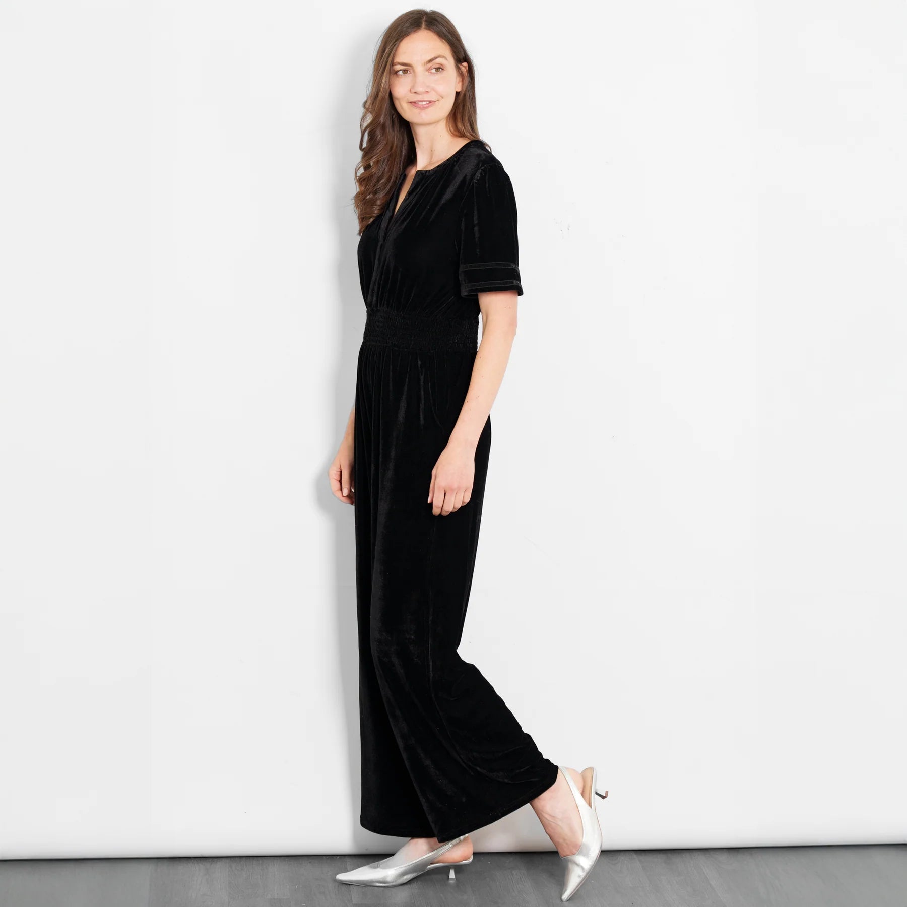 Lydia V Neck Velvet Jumpsuit