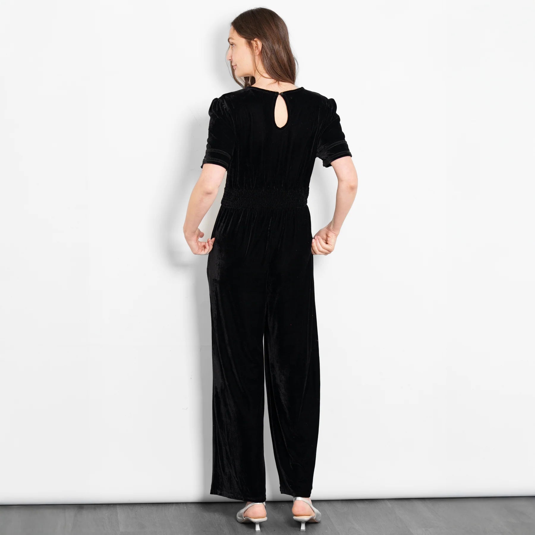 Lydia V Neck Velvet Jumpsuit