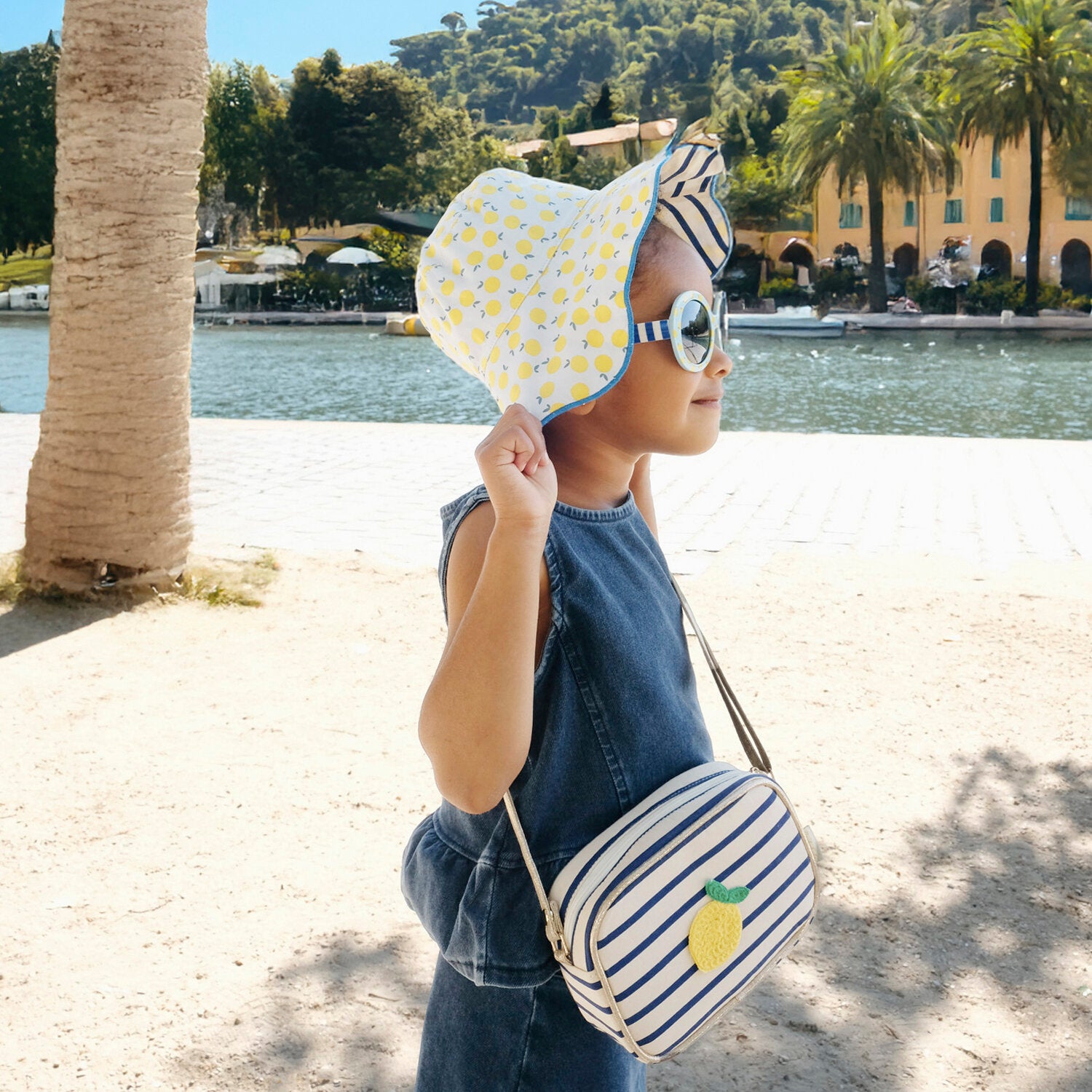 Rockahula Lemon Drop Stripy Reversible Sun Hat