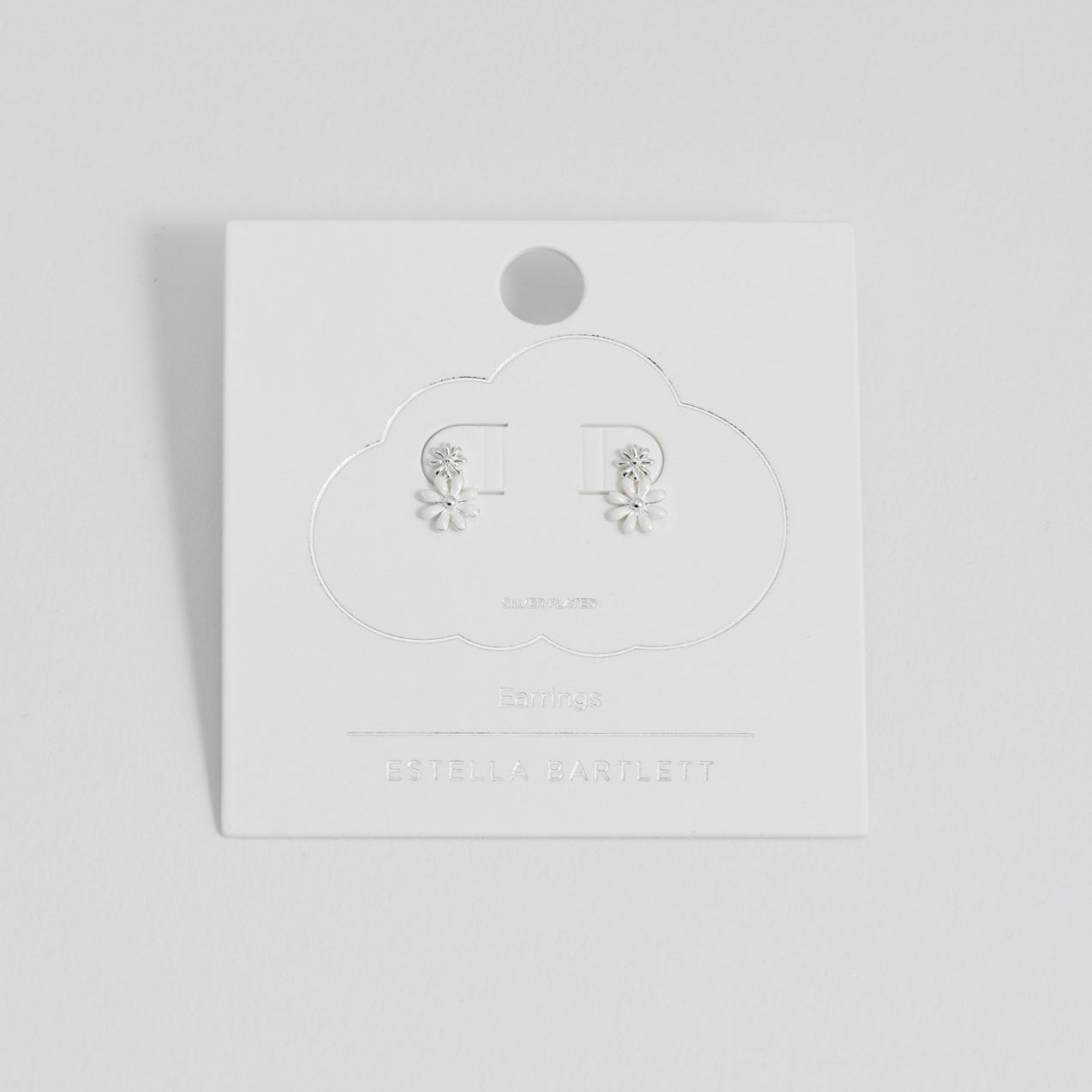 Estella Bartlett White Enamel Double Flower Earrings Studs