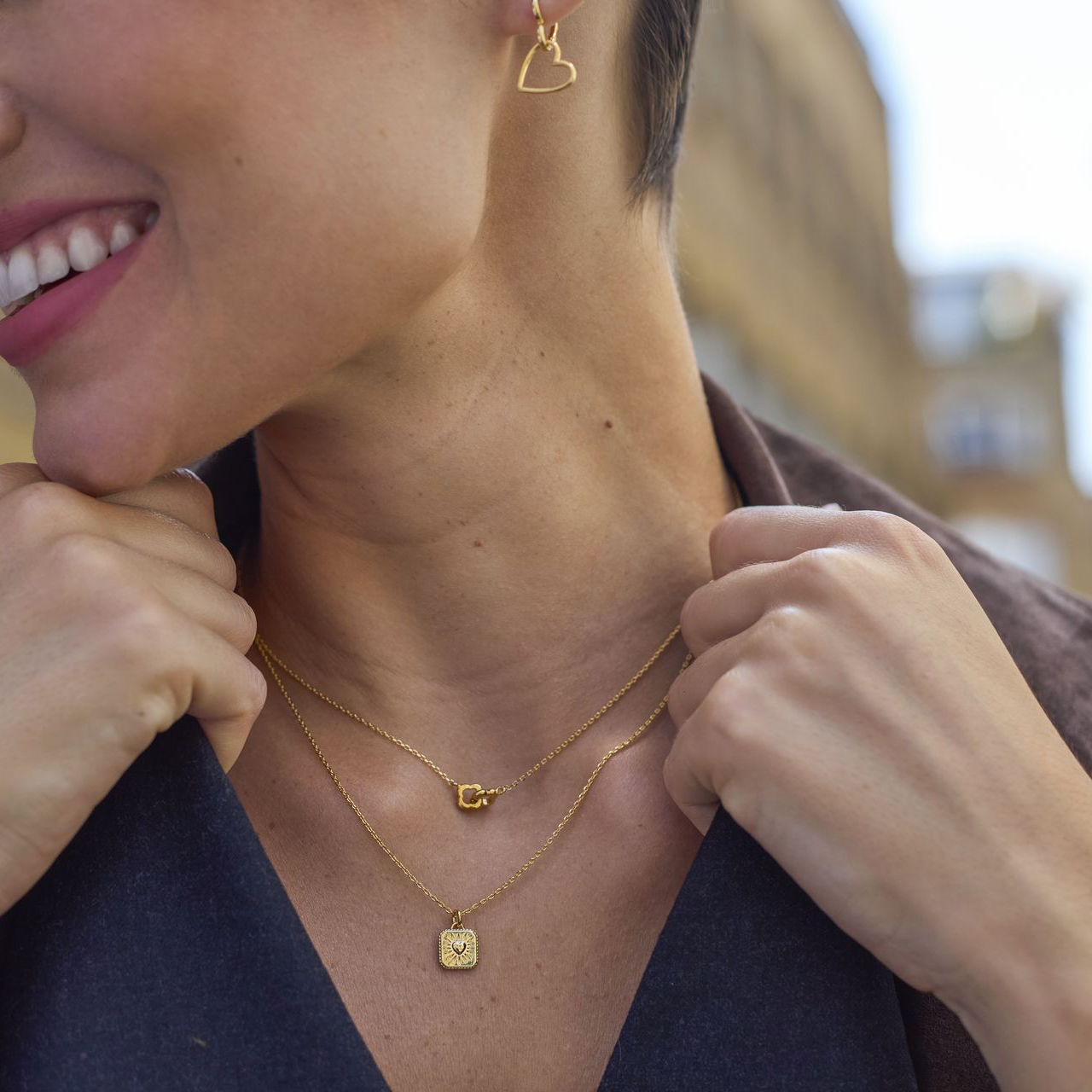 Estella Bartlett Gold Double Linked Flower Necklace