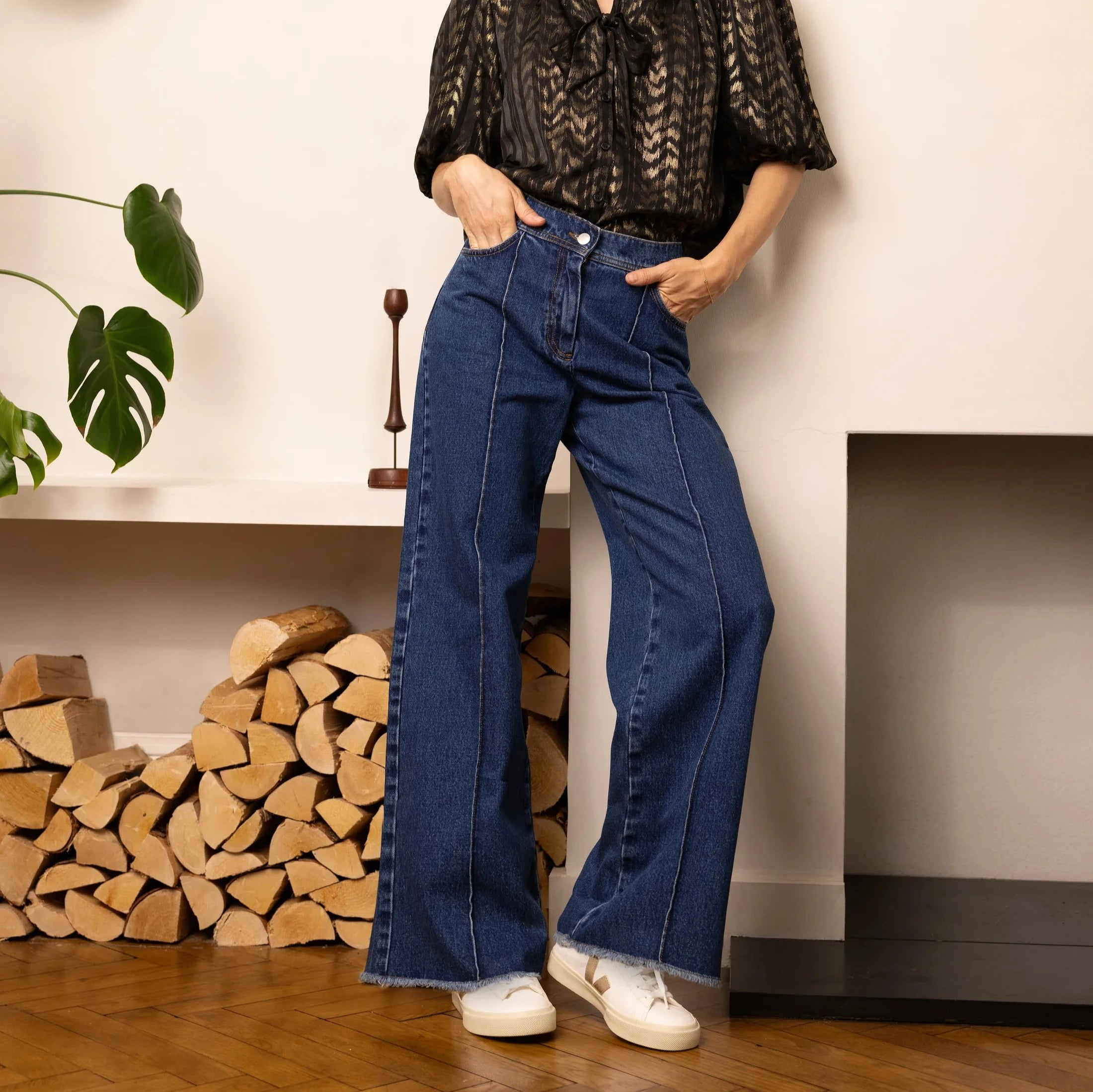 Eleven Loves - Parker Pintuck Wide Leg Jeans