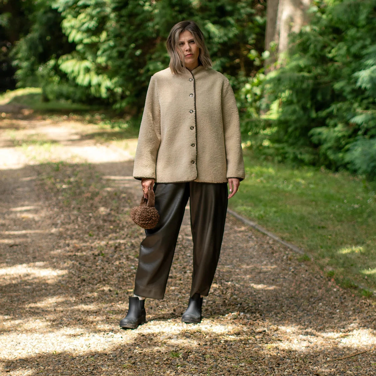 Chalk Kelly Faux Leather Trouser
