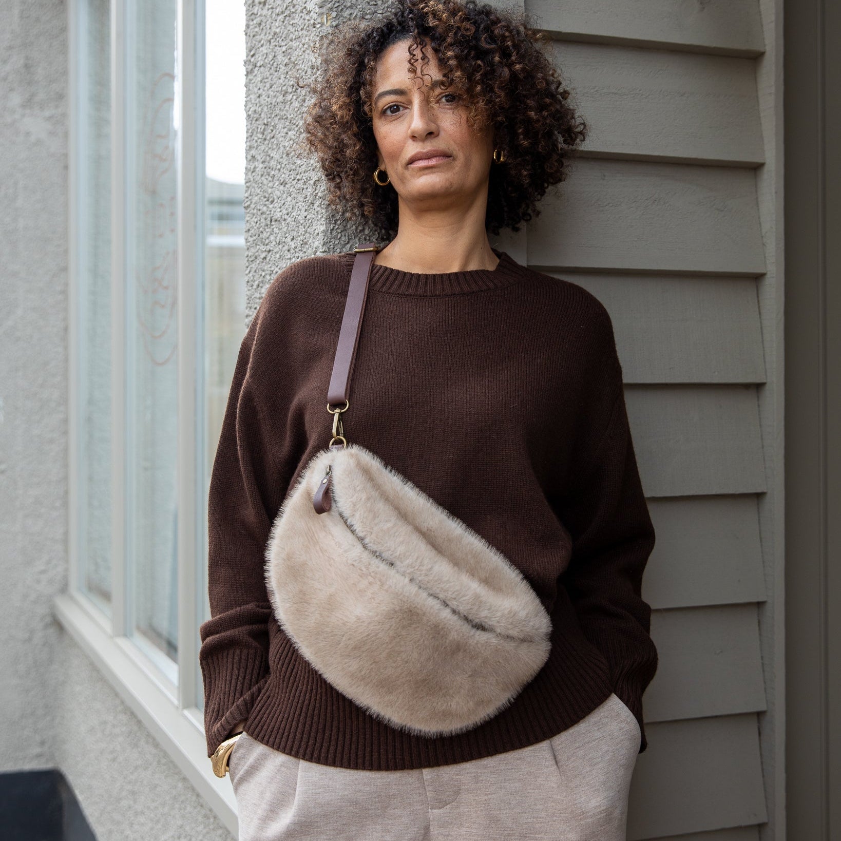 Chalk Fulham Faux Fur Sling Bag