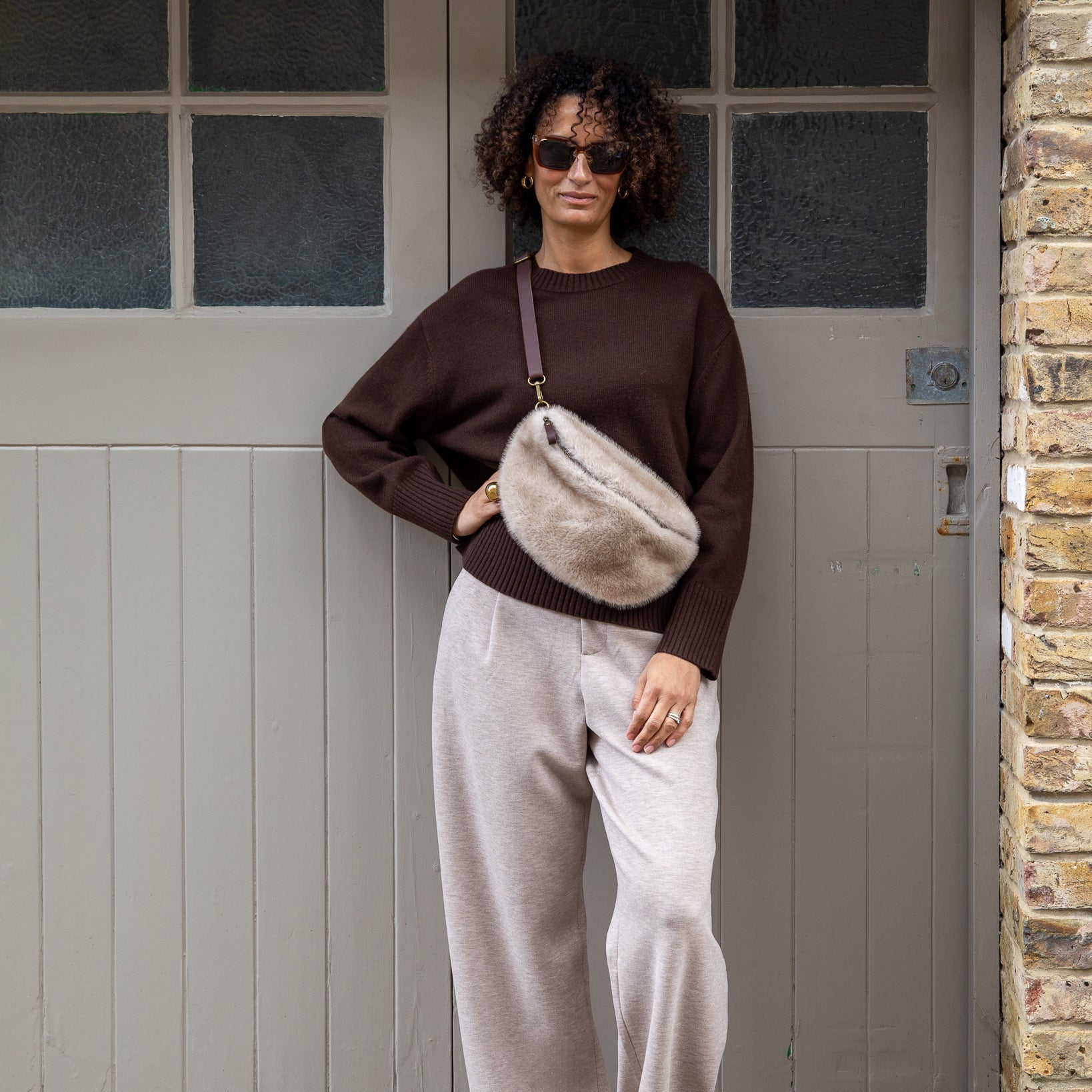 Chalk Fulham Faux Fur Sling Bag