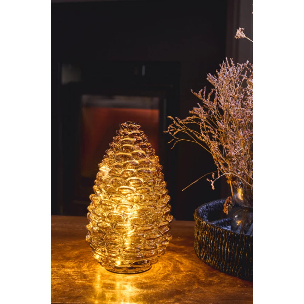 Amber Glass Pinecone Candle
