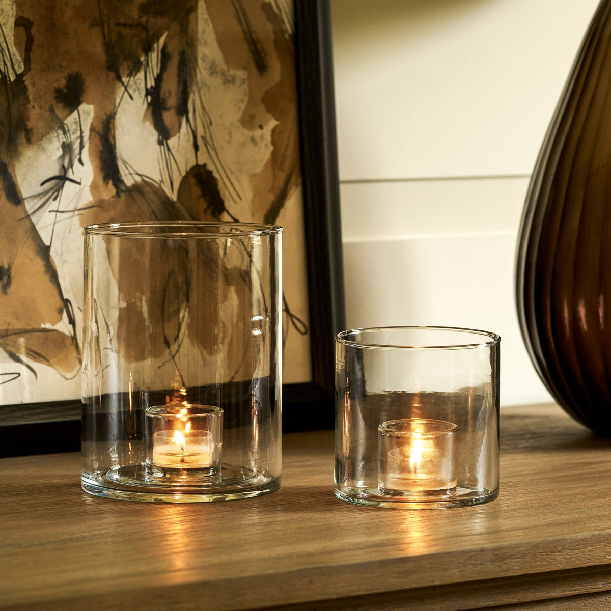 Highbury Recycled Clear Glass Tealight Holders, Set of 2 (Small)