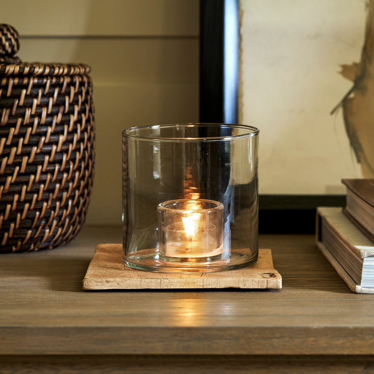 Highbury Recycled Clear Glass Tealight Holders, Set of 2 (Small)