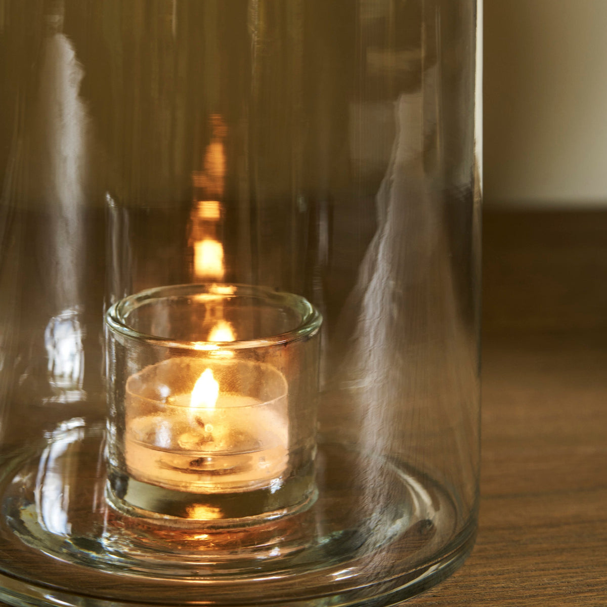 Highbury Recycled Clear Glass Tealight Holders, Set of 2 (Large)