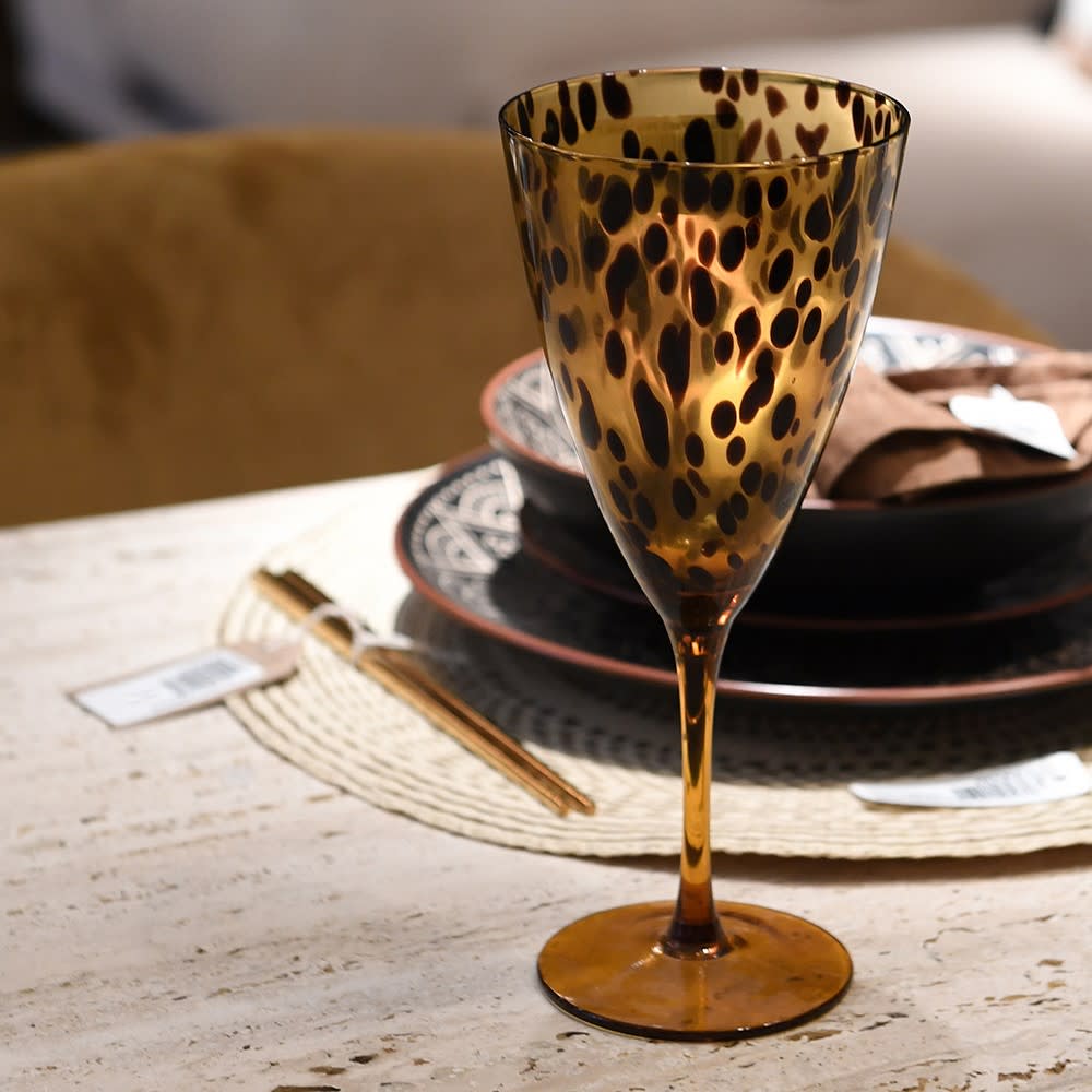 Set of 4 Leopard Print Wine Glasses