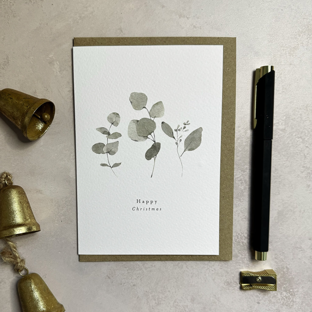 'Happy Christmas' Eucalyptus Card