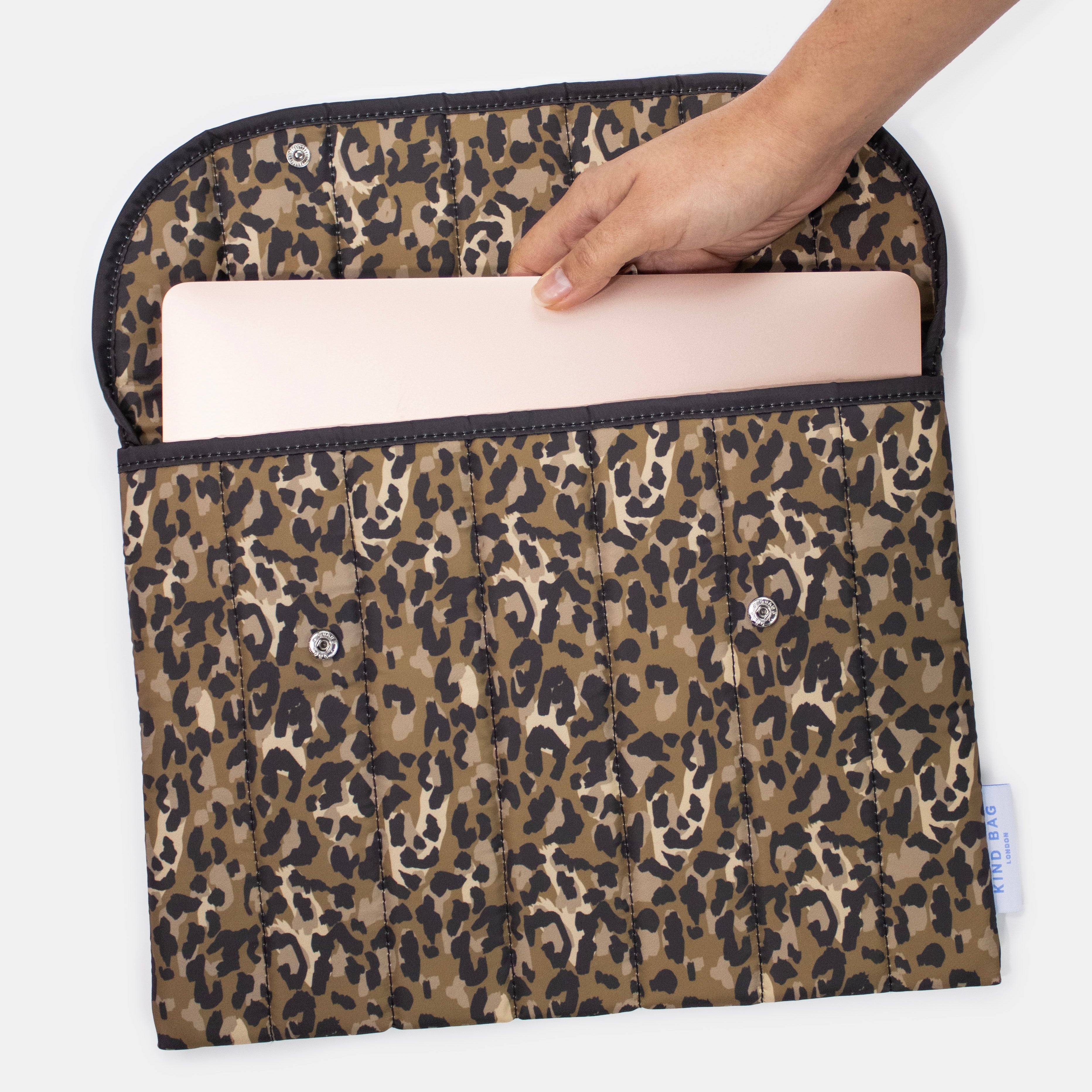KIND Bags Leopard Print Laptop Sleeve