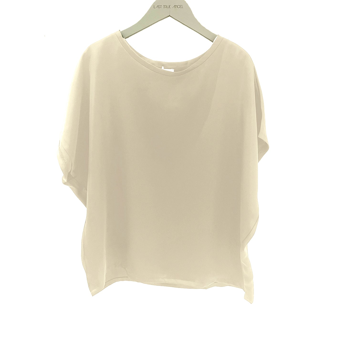 White Leaf Satin Boxy T-Shirt Top