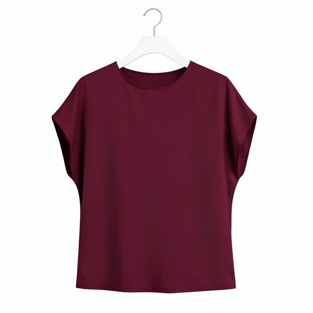 White Leaf Satin Boxy T-Shirt Top