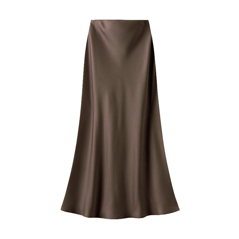White Leaf Satin Slip Skirt