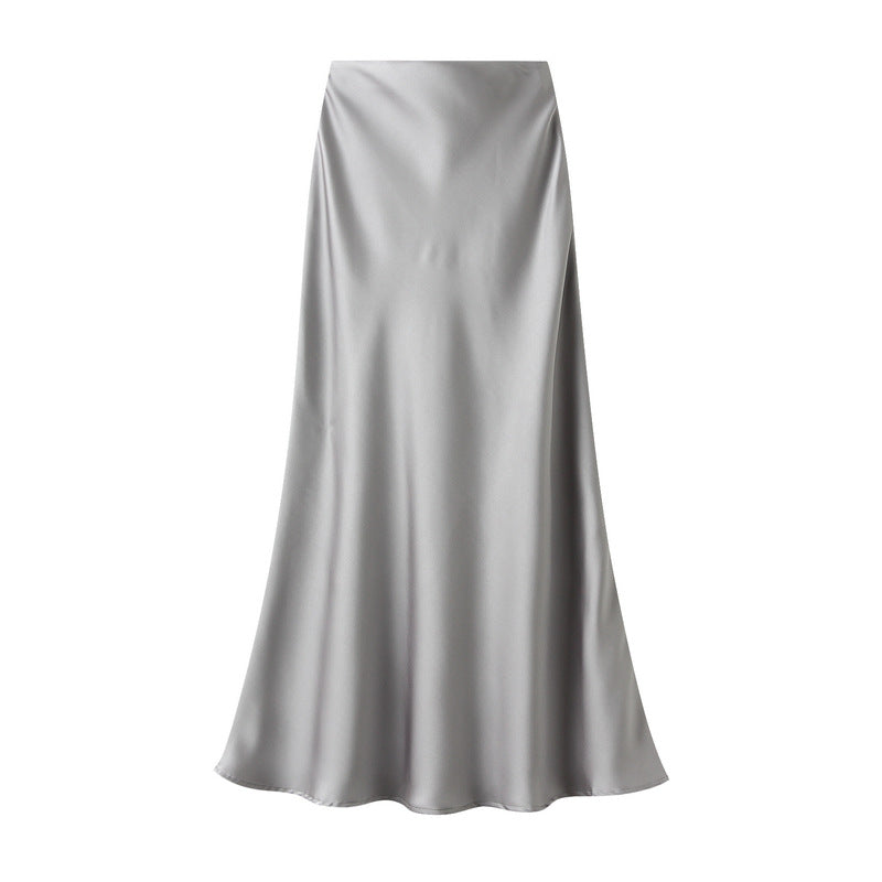 White Leaf Satin Slip Skirt