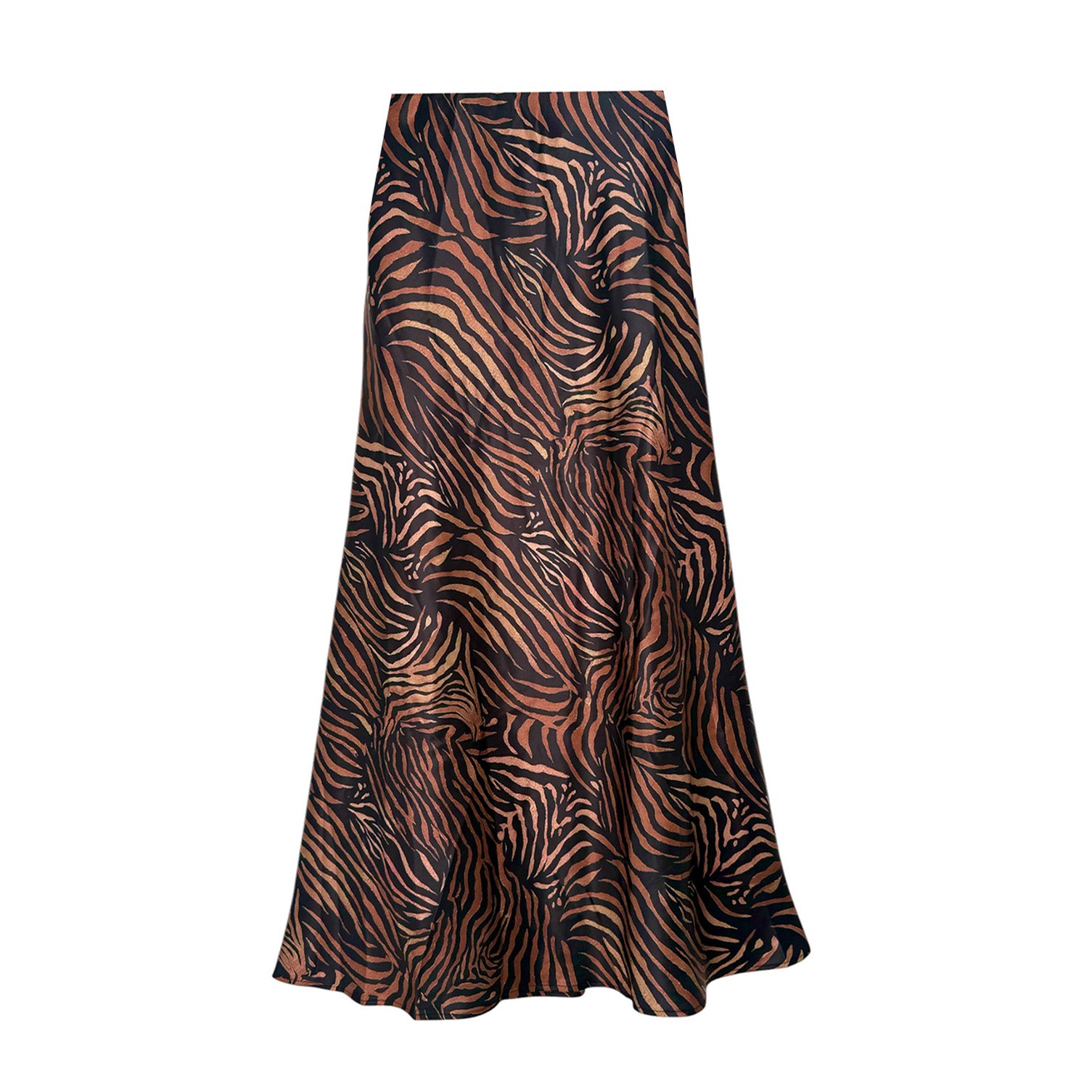 White Leaf Patterned Satin Slip Skirt