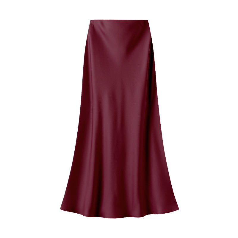 White Leaf Satin Slip Skirt