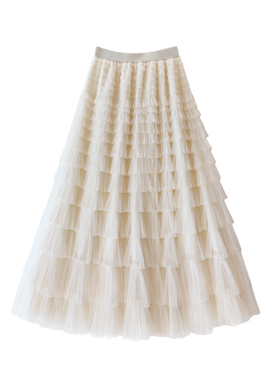 White Leaf Tiered Ruffle Skirt