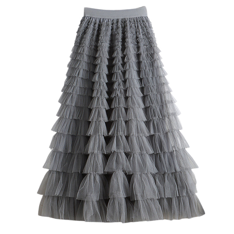 White Leaf Tiered Ruffle Skirt