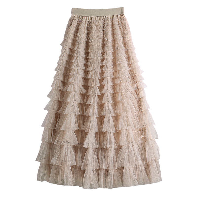 White Leaf Tiered Ruffle Skirt