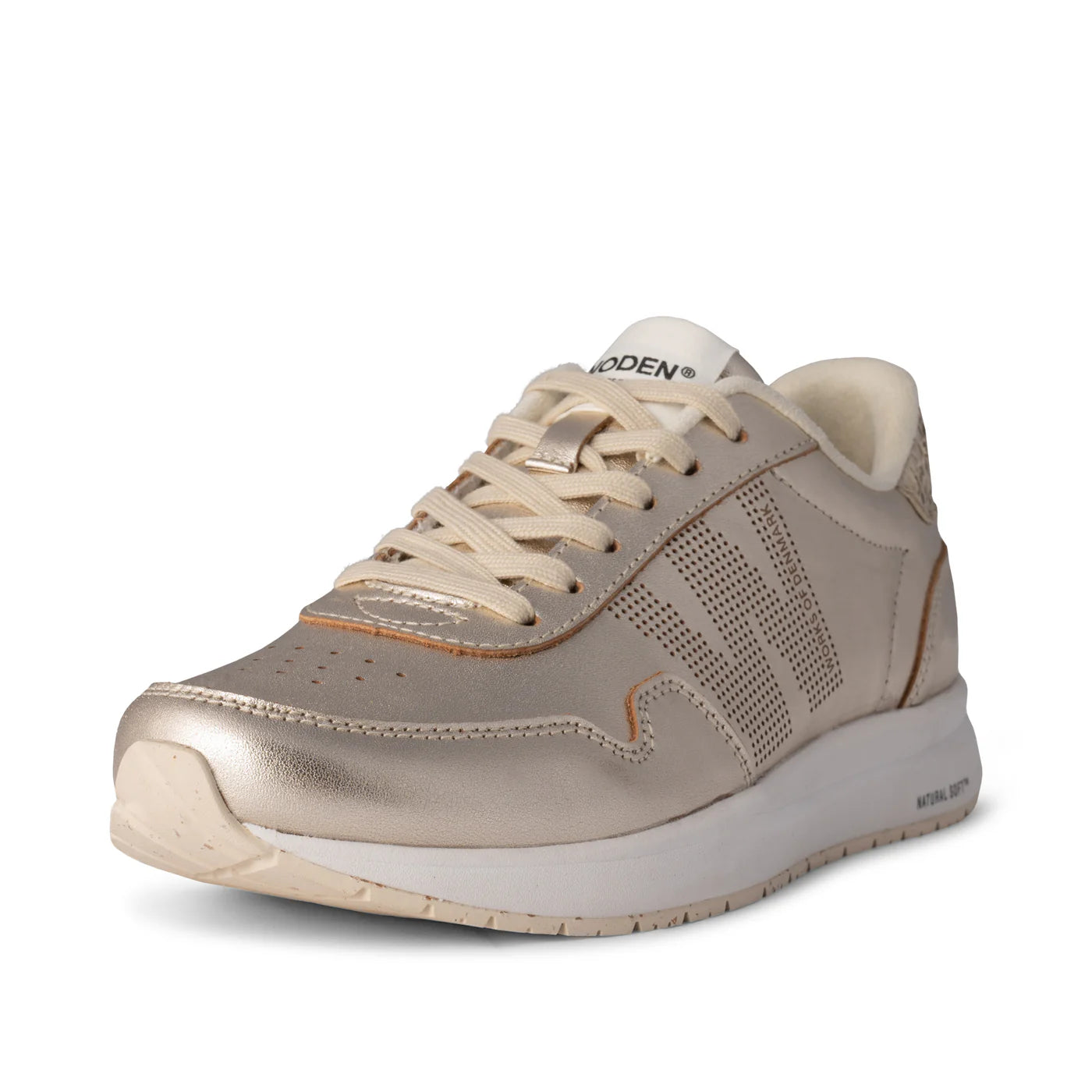 Woden Nora Natural Soft Metallic Trainer Shoe