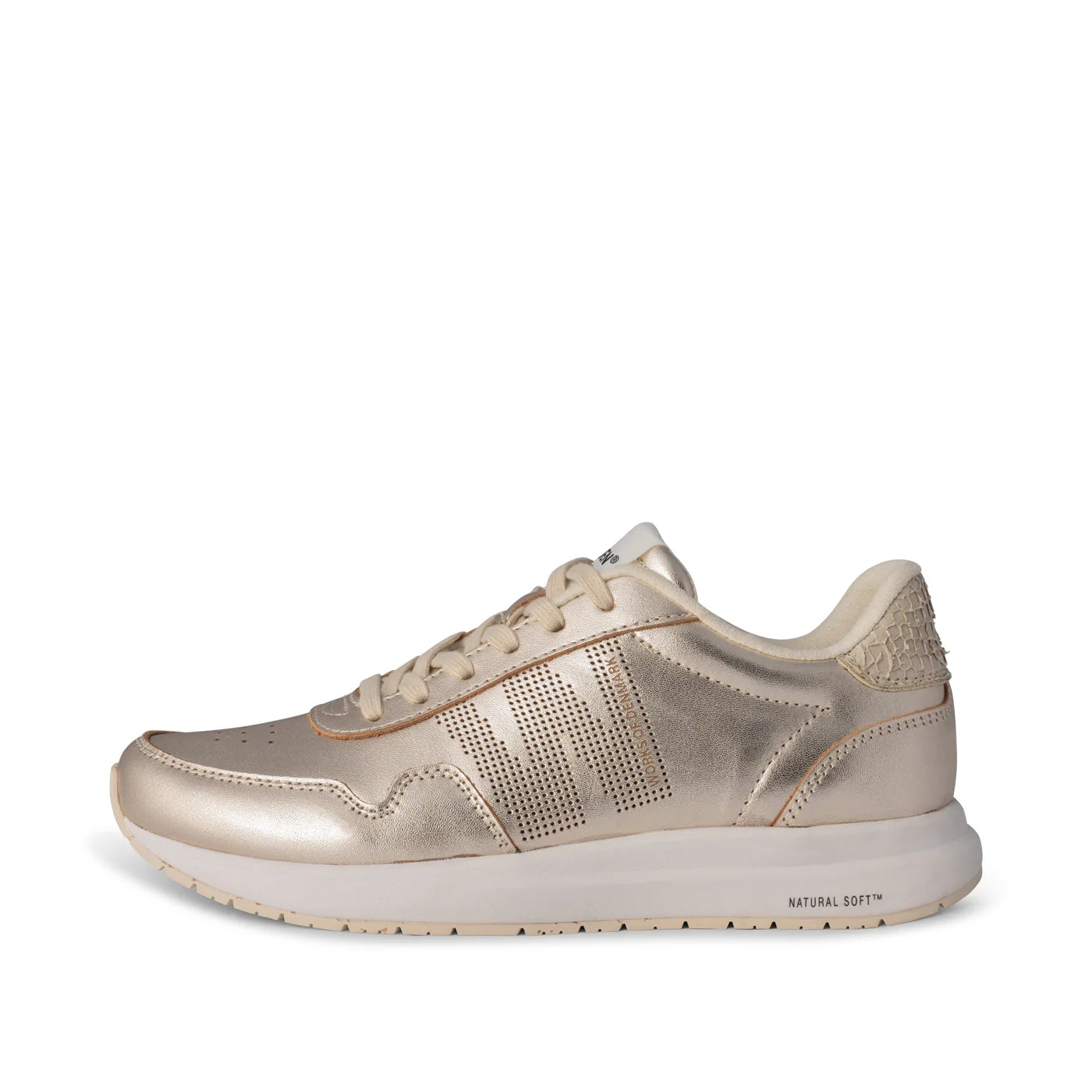 Woden Nora Natural Soft Metallic Trainer Shoe