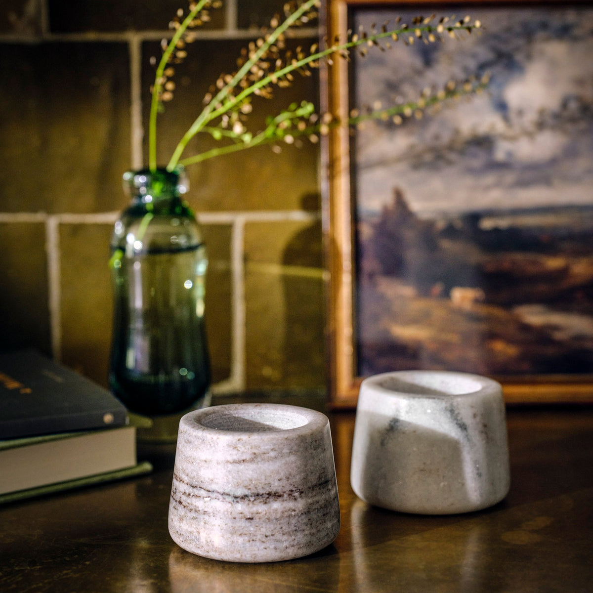 Osney Marble Tealight Holders, Set of 2