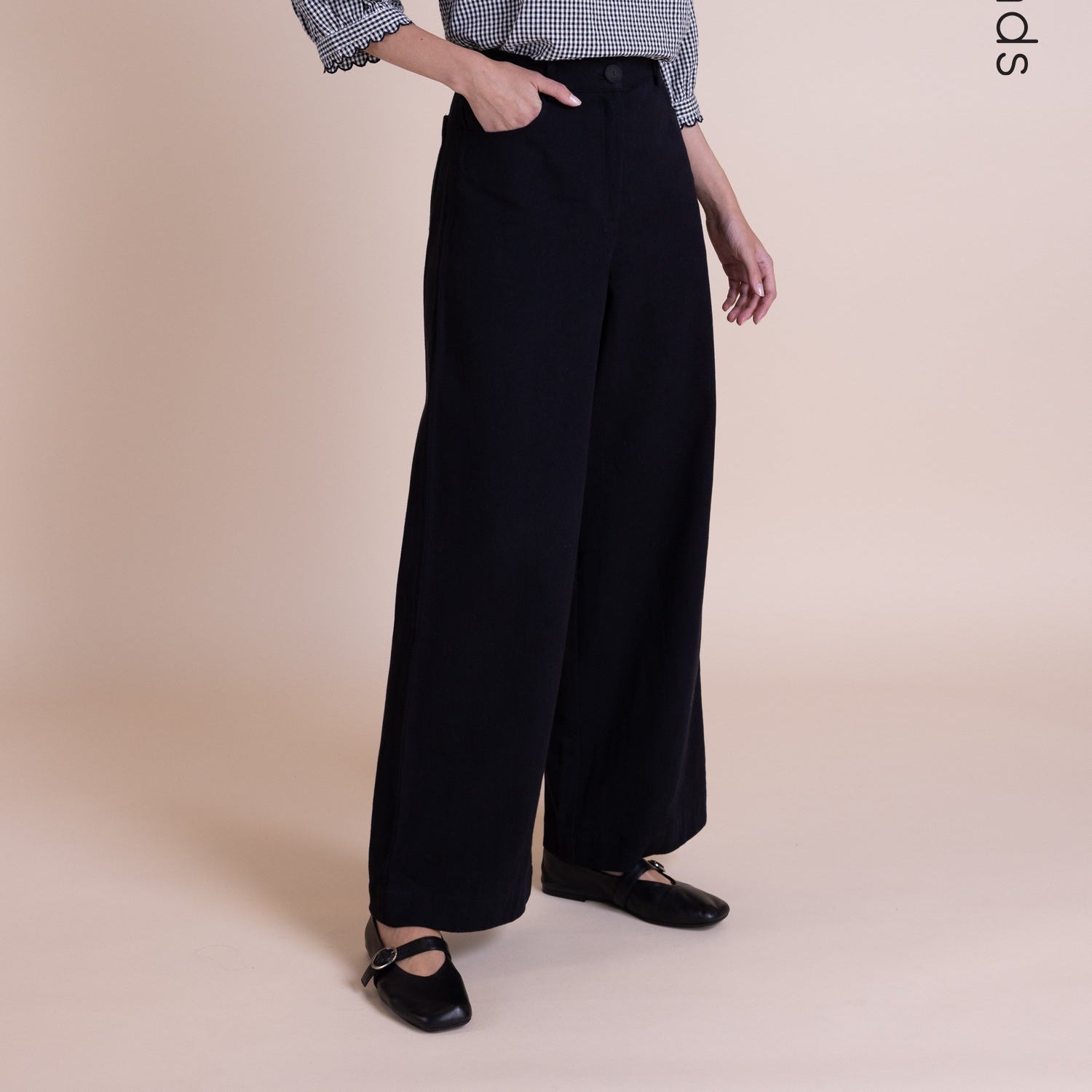 Cotton Drill Wide Leg Jeans