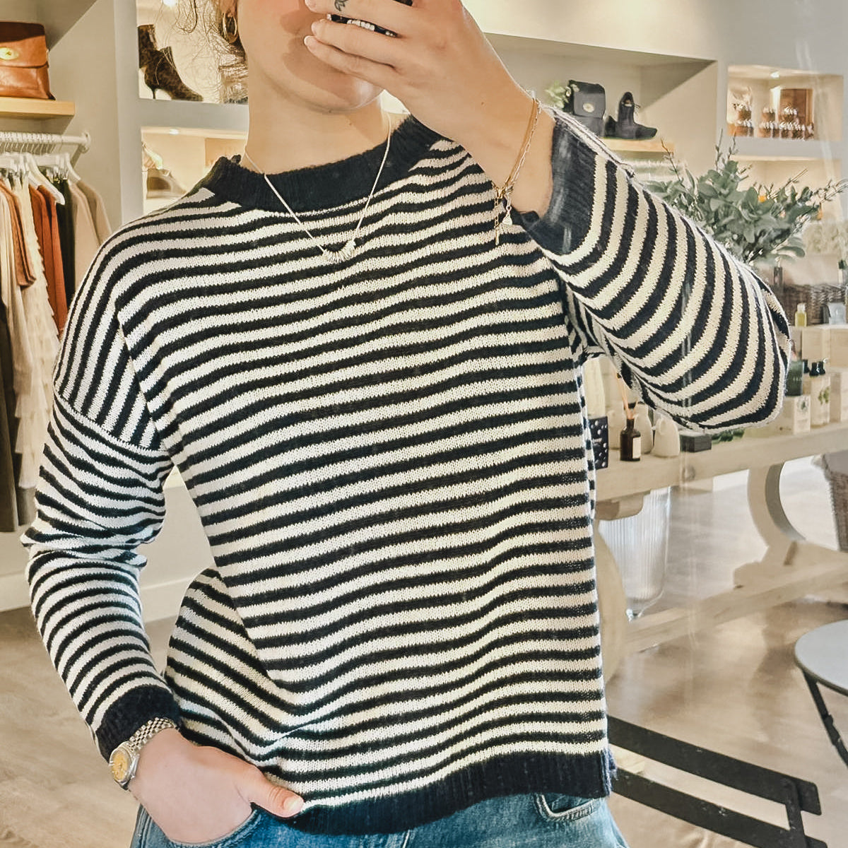 Brielle Striped Italian Wool Blend Jumper