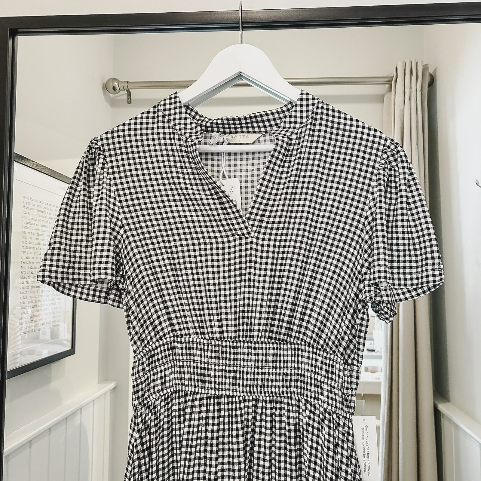 Roxy Black Gingham Tiered Dress